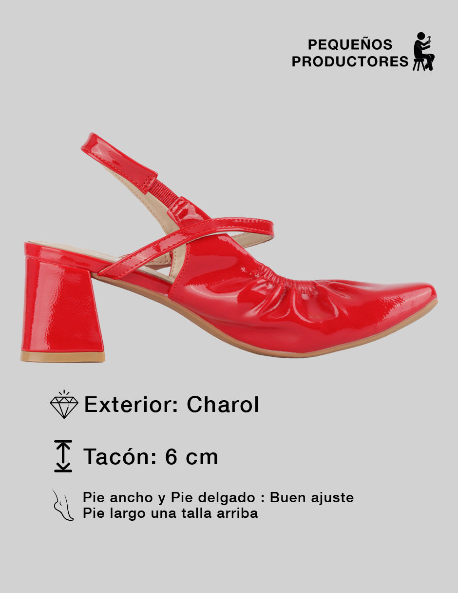 Zapatillas Slingback en Charol – Rojo