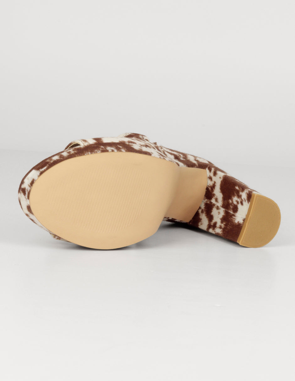 Sandalia con tacón Sylen en Textil – Multicolor