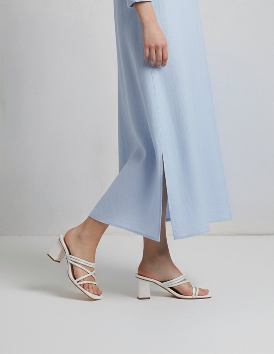 Sandalia con tacón Sprint en Piel vegana – Blanco