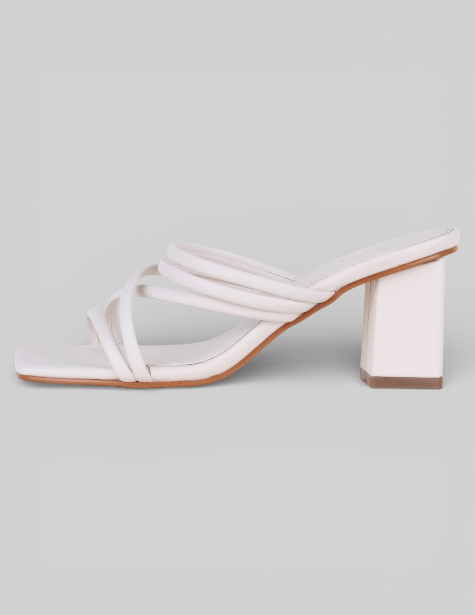 Sandalia con tacón Exterior Piel vegana Color Blanco Para Mujer De RBCOLLECTION