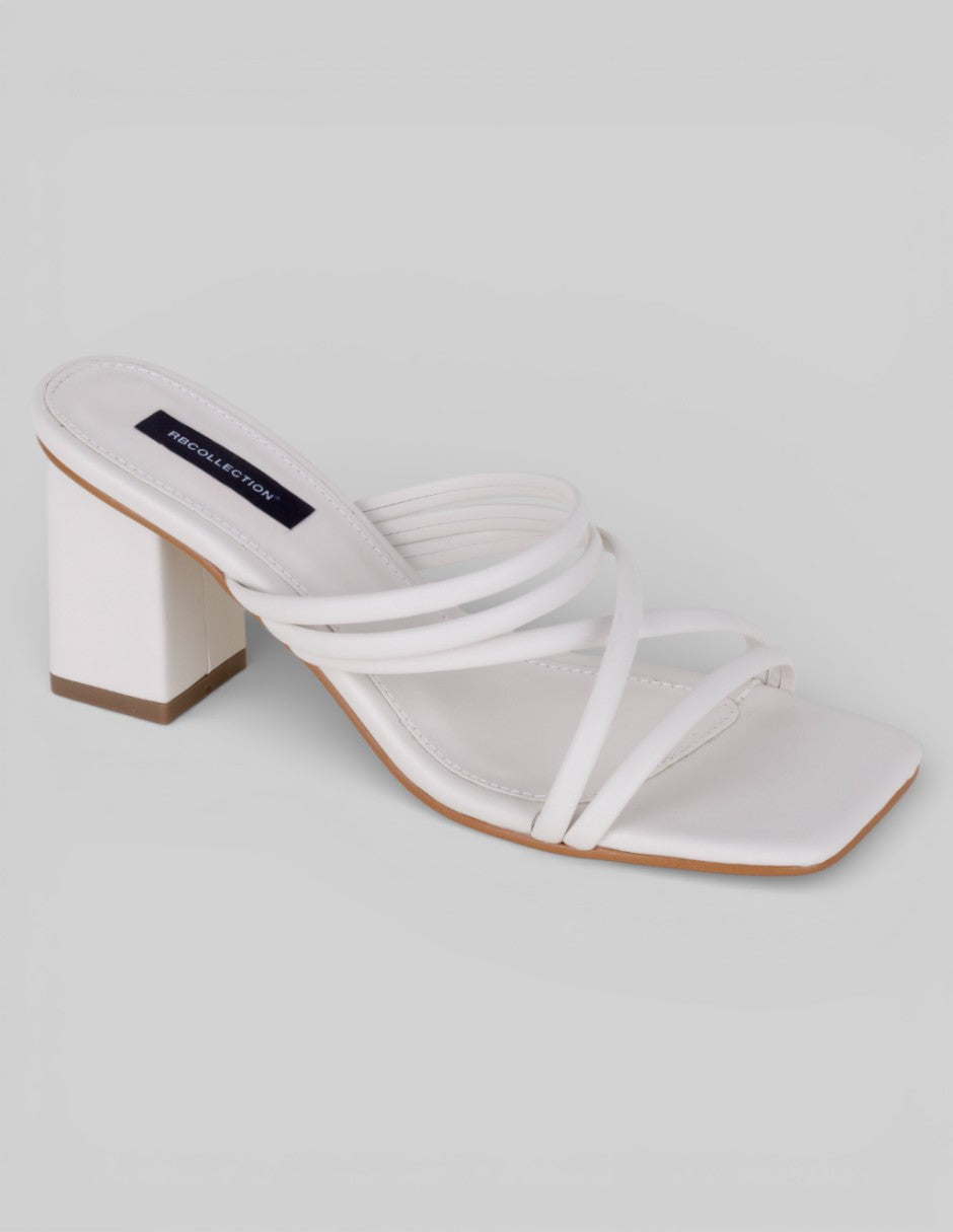 Sandalia con tacón Sprint en Piel vegana – Blanco