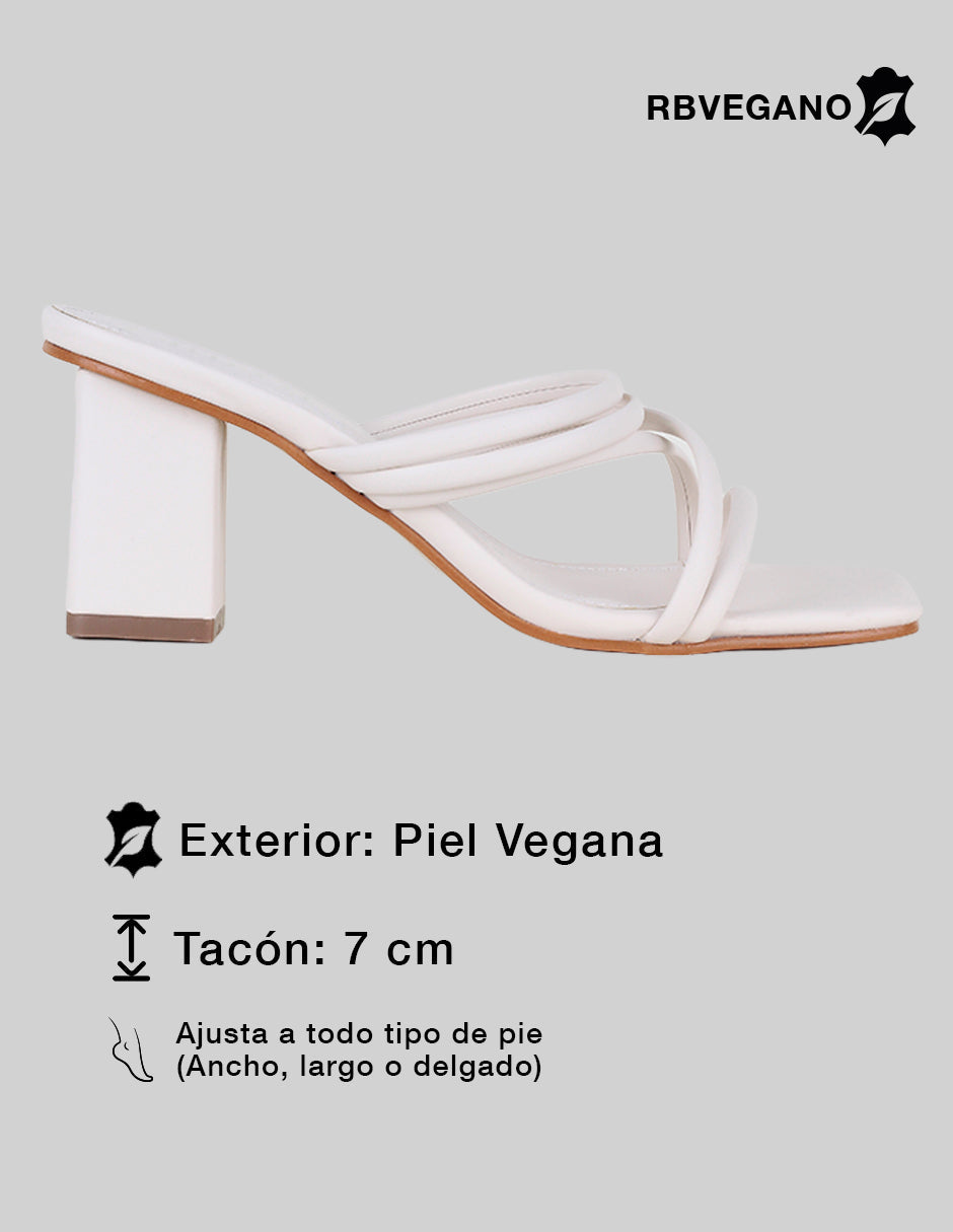 Sandalia con tacón Sprint en Piel vegana – Blanco