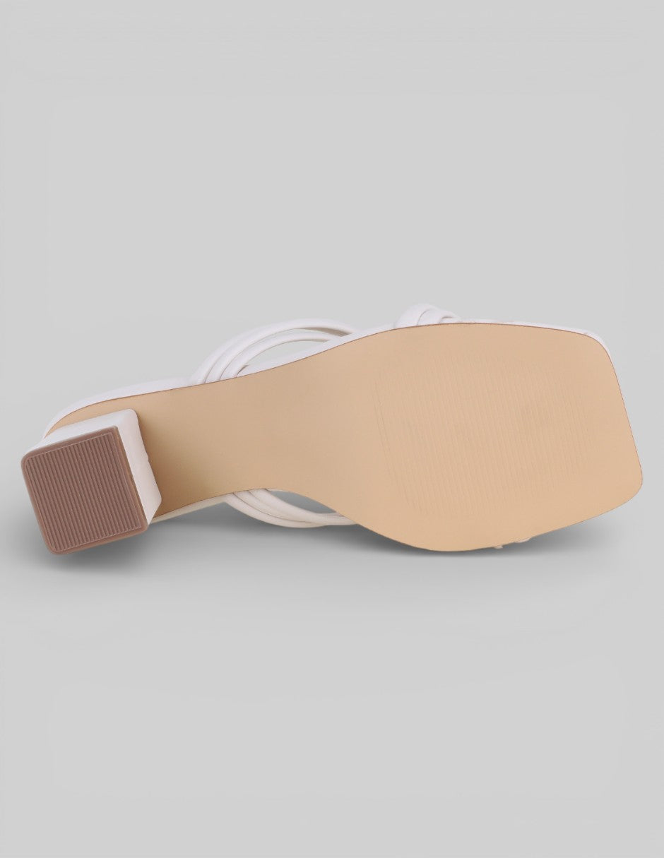 Sandalia con tacón Sprint en Piel vegana – Blanco