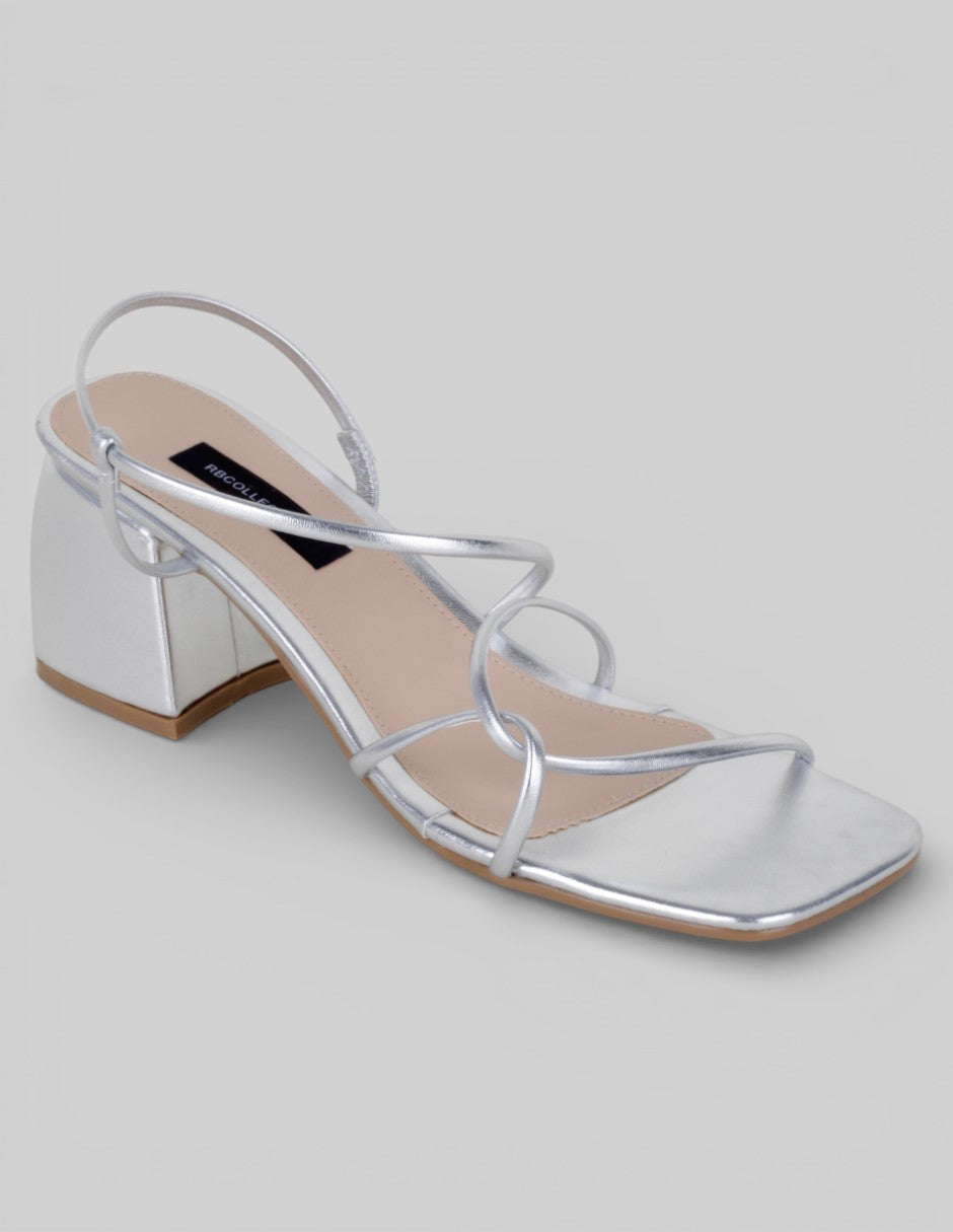 Sandalia con tacón Milley en Sintético – Plata