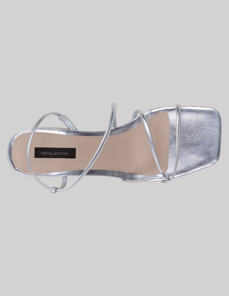 Sandalia con tacón Milley en Sintético – Plata