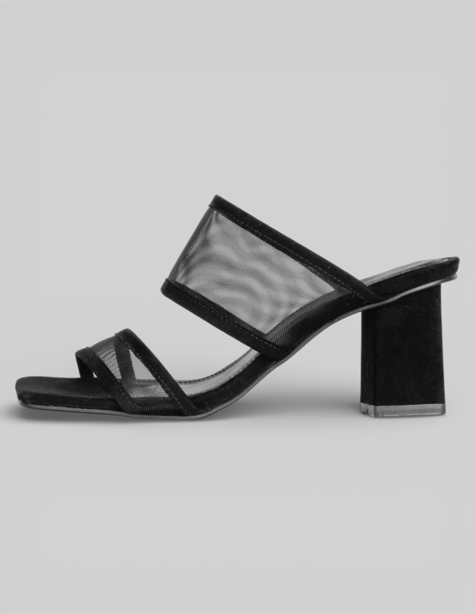 Sandalia con tacón Exterior Textil Color Negro Para Mujer De RBCOLLECTION
