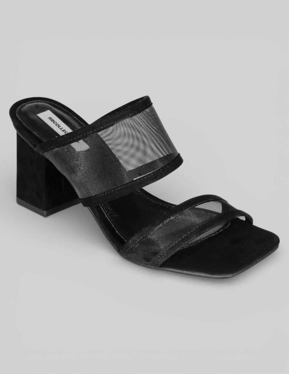 Sandalia con tacón Sprint en Textil – Negro