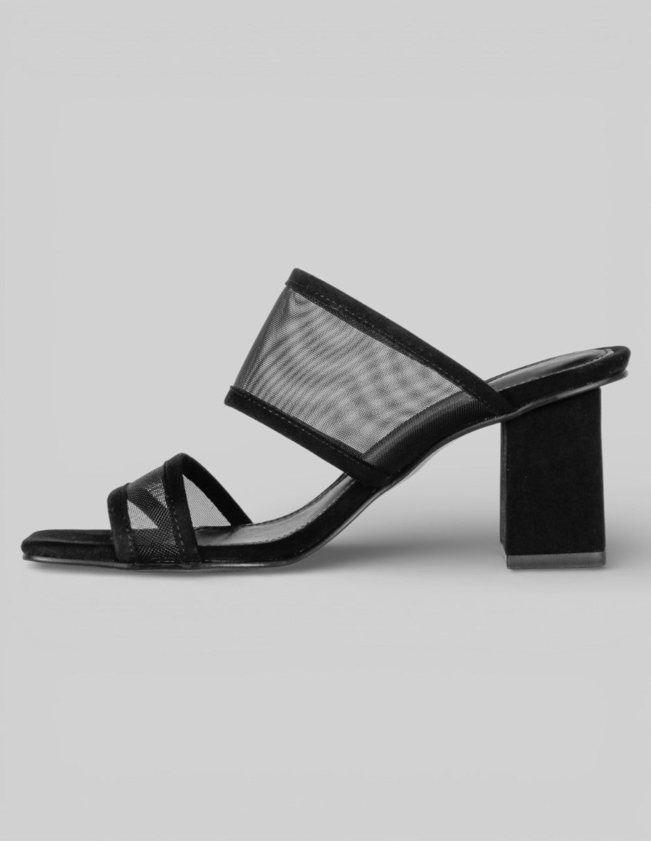 Sandalia con tacón Sprint en Textil – Negro