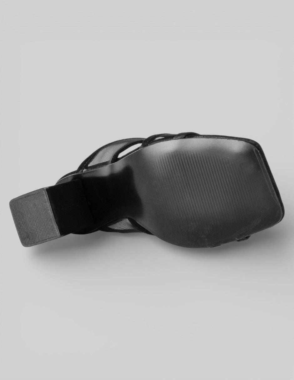 Sandalia con tacón Sprint en Textil – Negro