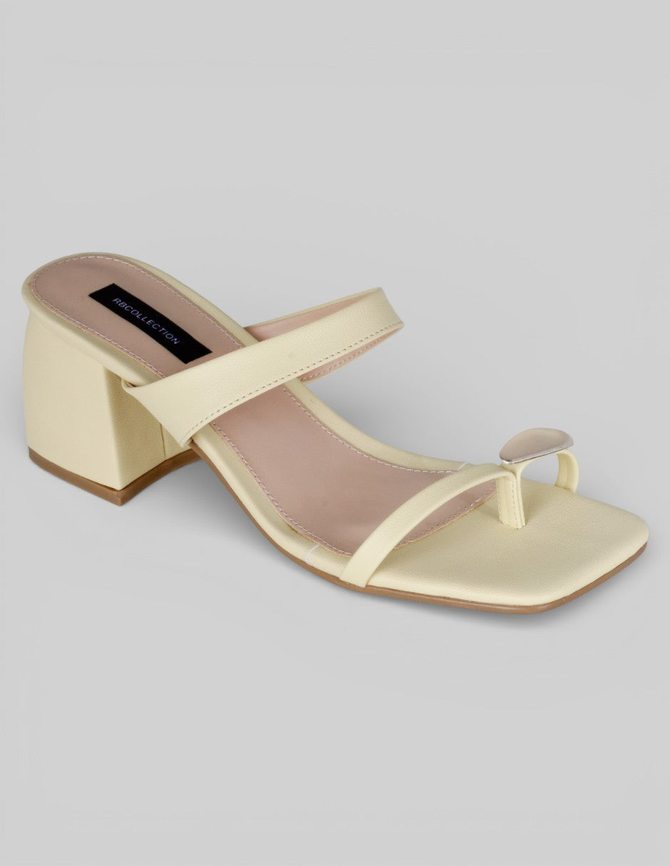 Sandalia con tacón Milley en Piel vegana – Amarillo