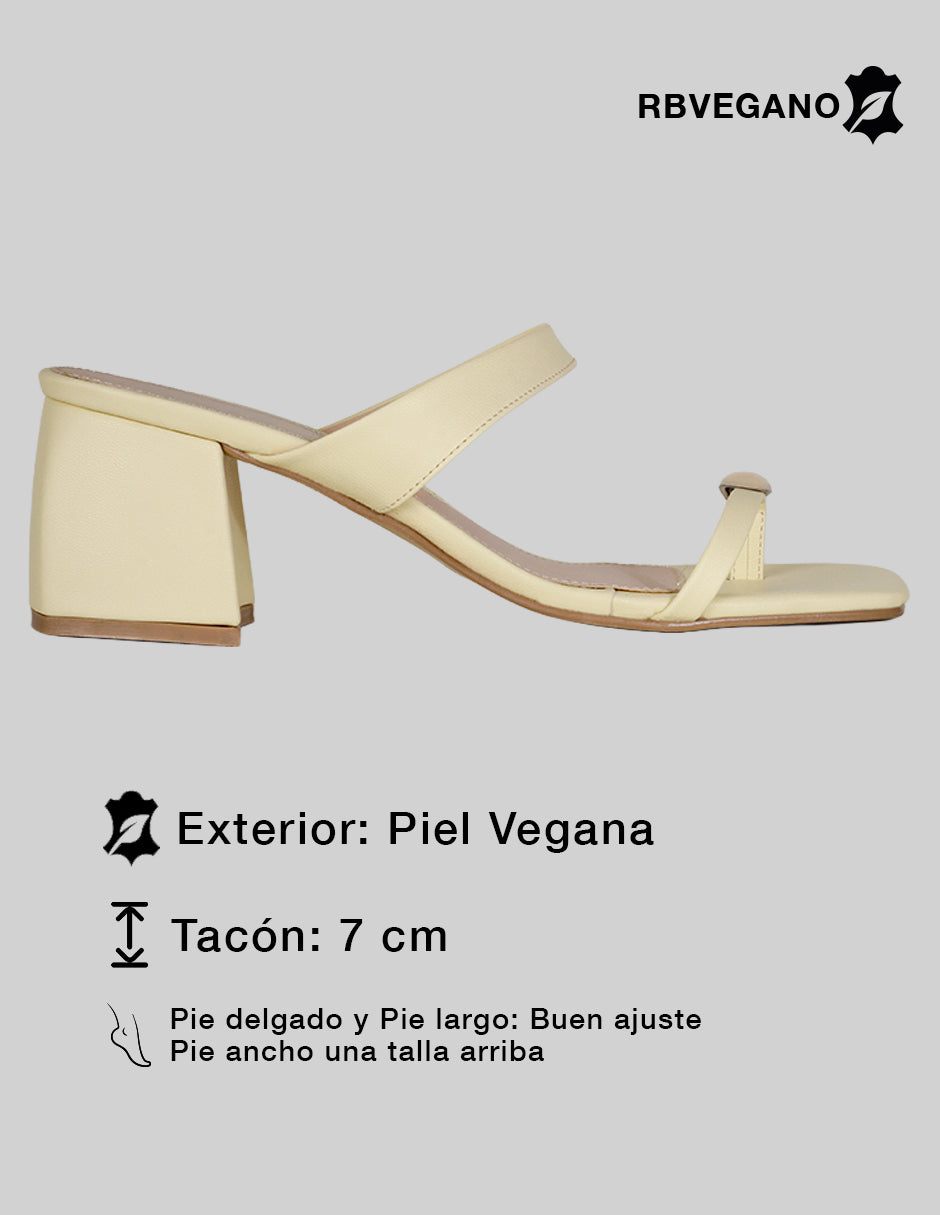 Sandalia con tacón Milley en Piel vegana – Amarillo