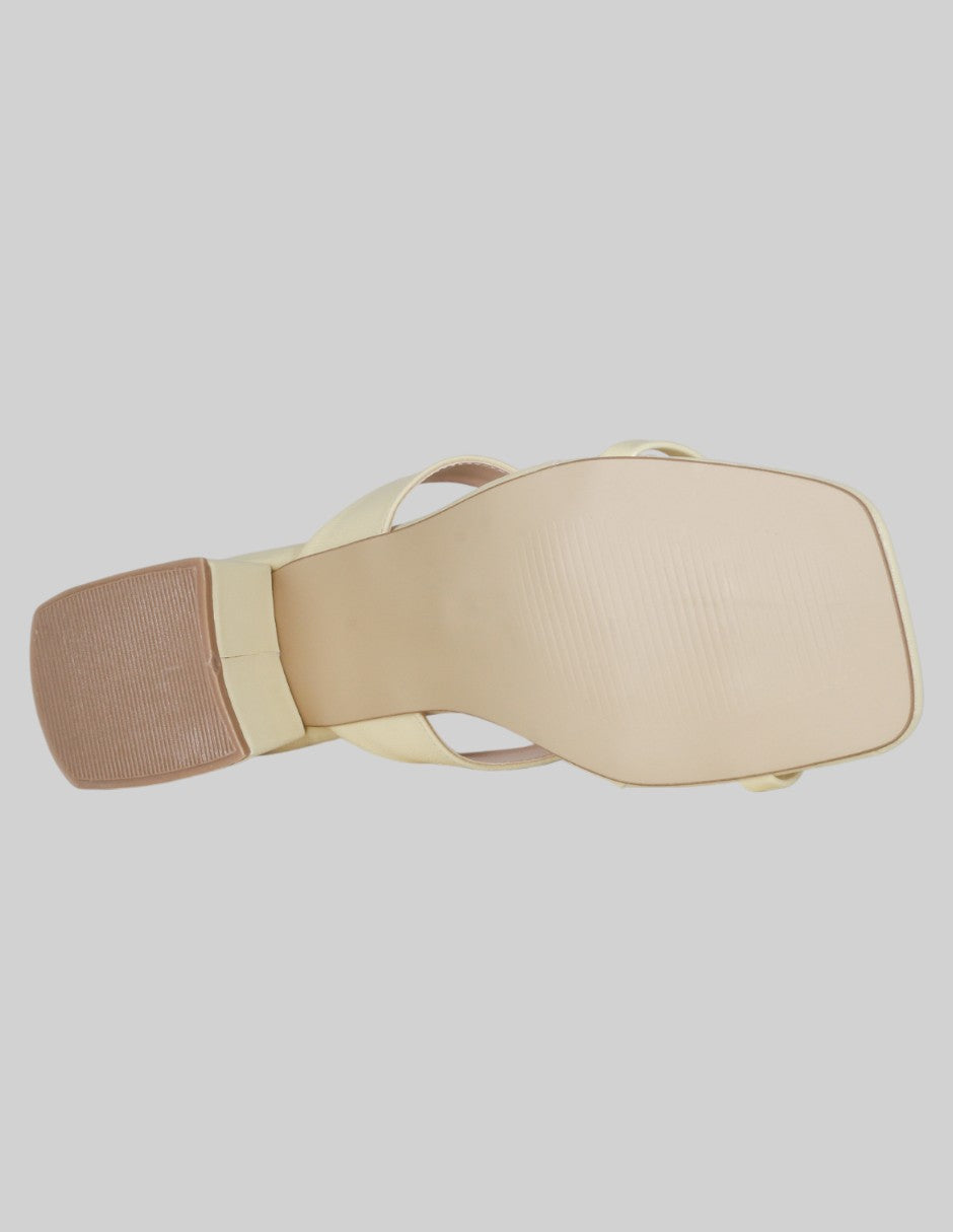 Sandalia con tacón Milley en Piel vegana – Amarillo