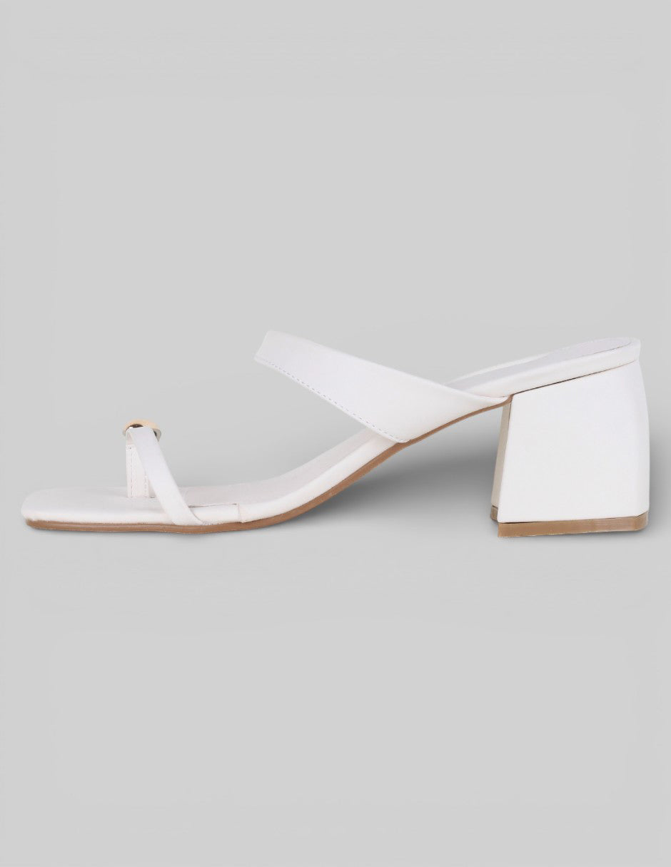 Sandalia con tacón Exterior Piel vegana Color Blanco Para Mujer De RBCOLLECTION