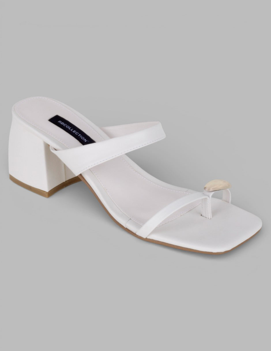 Sandalia con tacón Milley en Piel vegana – Blanco