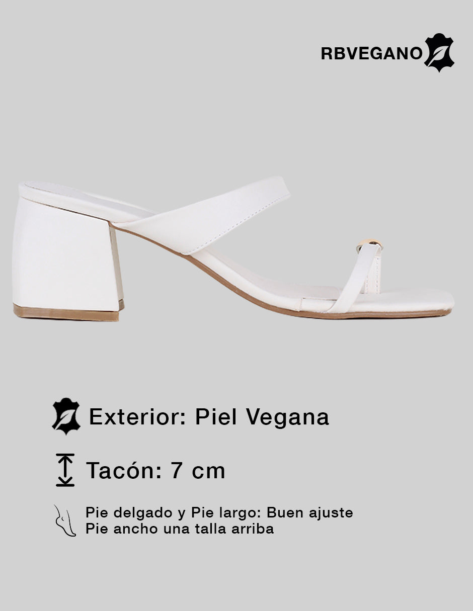 Sandalia con tacón Milley en Piel vegana – Blanco