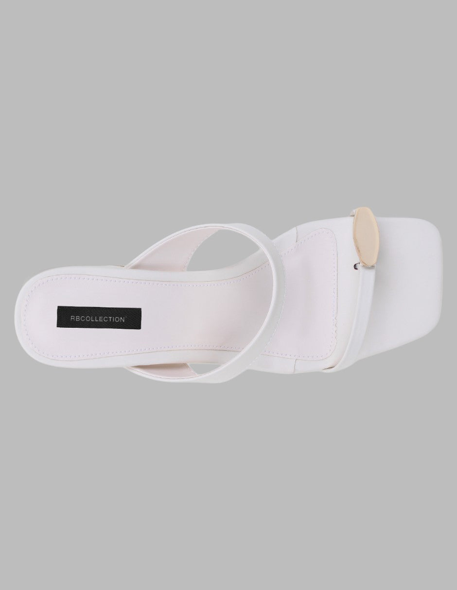 Sandalia con tacón Milley en Piel vegana – Blanco