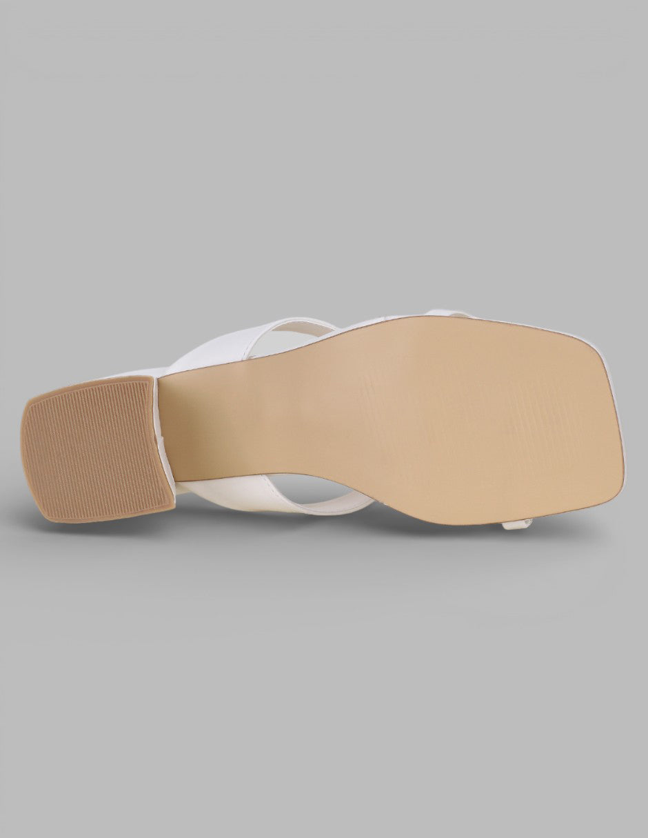 Sandalia con tacón Milley en Piel vegana – Blanco