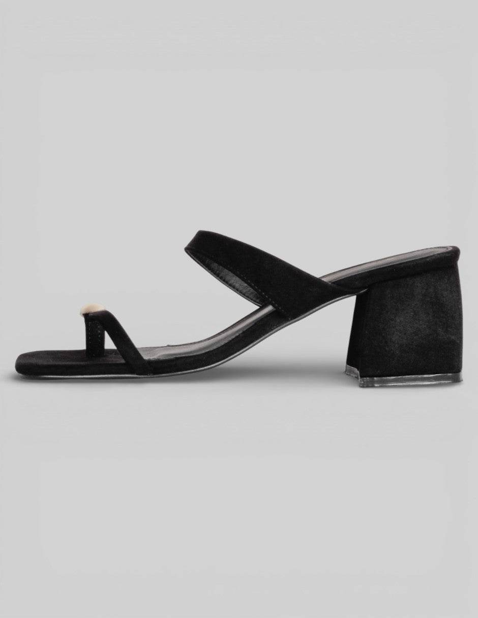 Sandalia con tacón Exterior Textil Color Negro Para Mujer De RBCOLLECTION