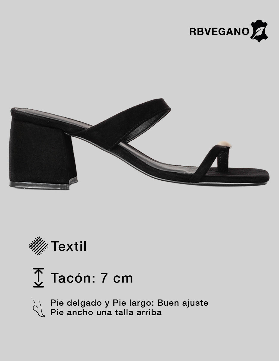 Sandalia con tacón Milley en Textil – Negro