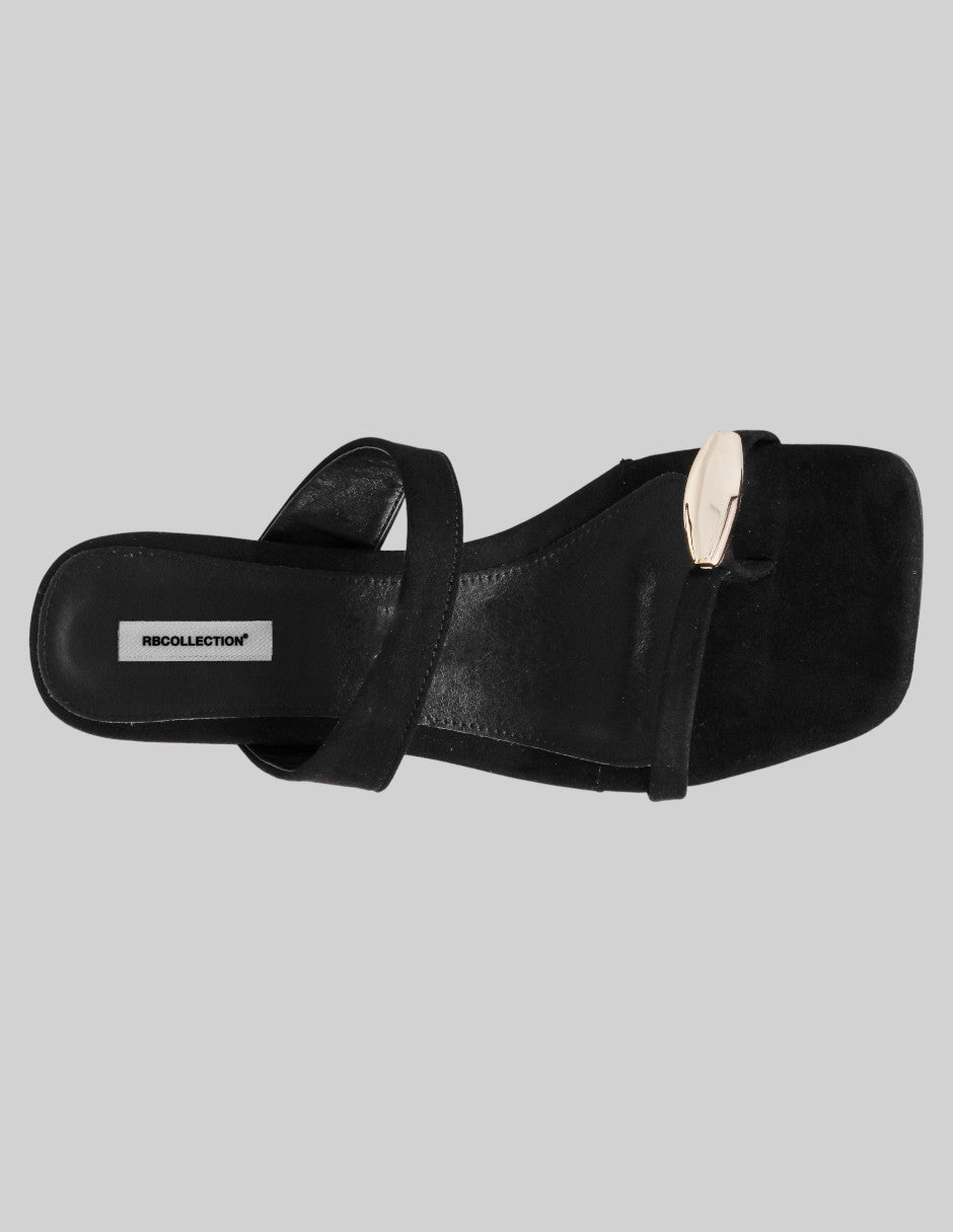 Sandalia con tacón Milley en Textil – Negro