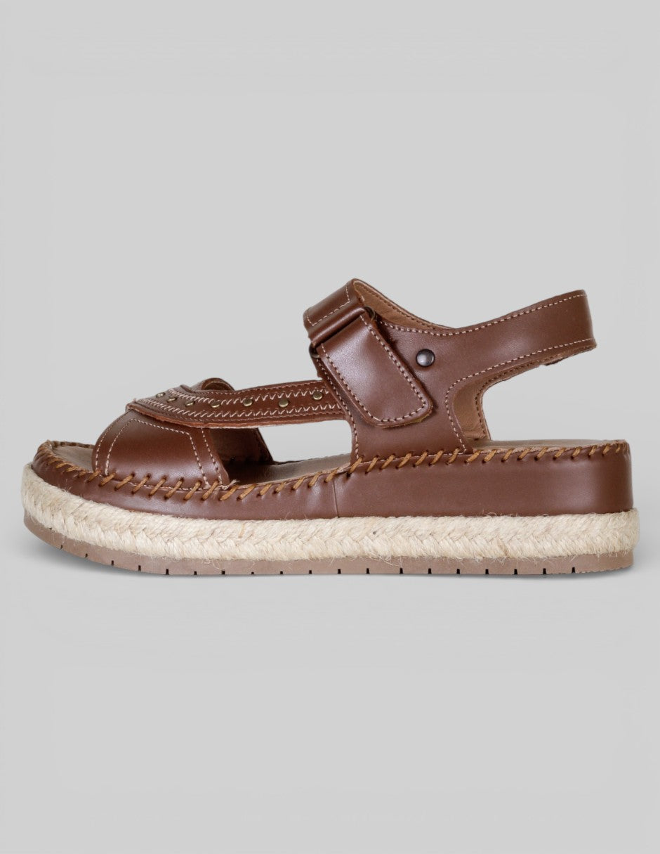 Sandalias con plataforma Exterior Piel Color Café Para Mujer De RBCOLLECTION