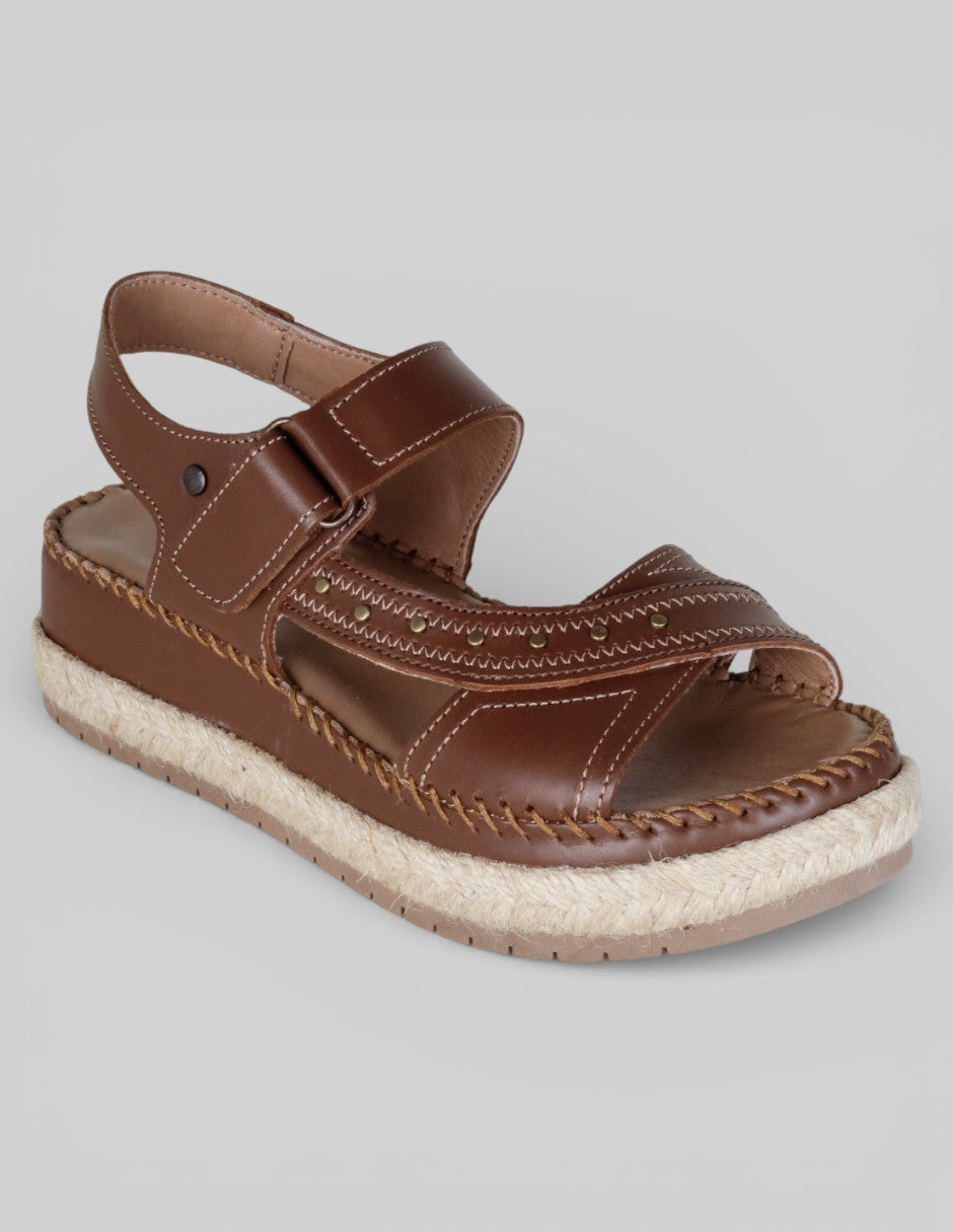 Sandalias con plataforma Hand made en Piel – Café