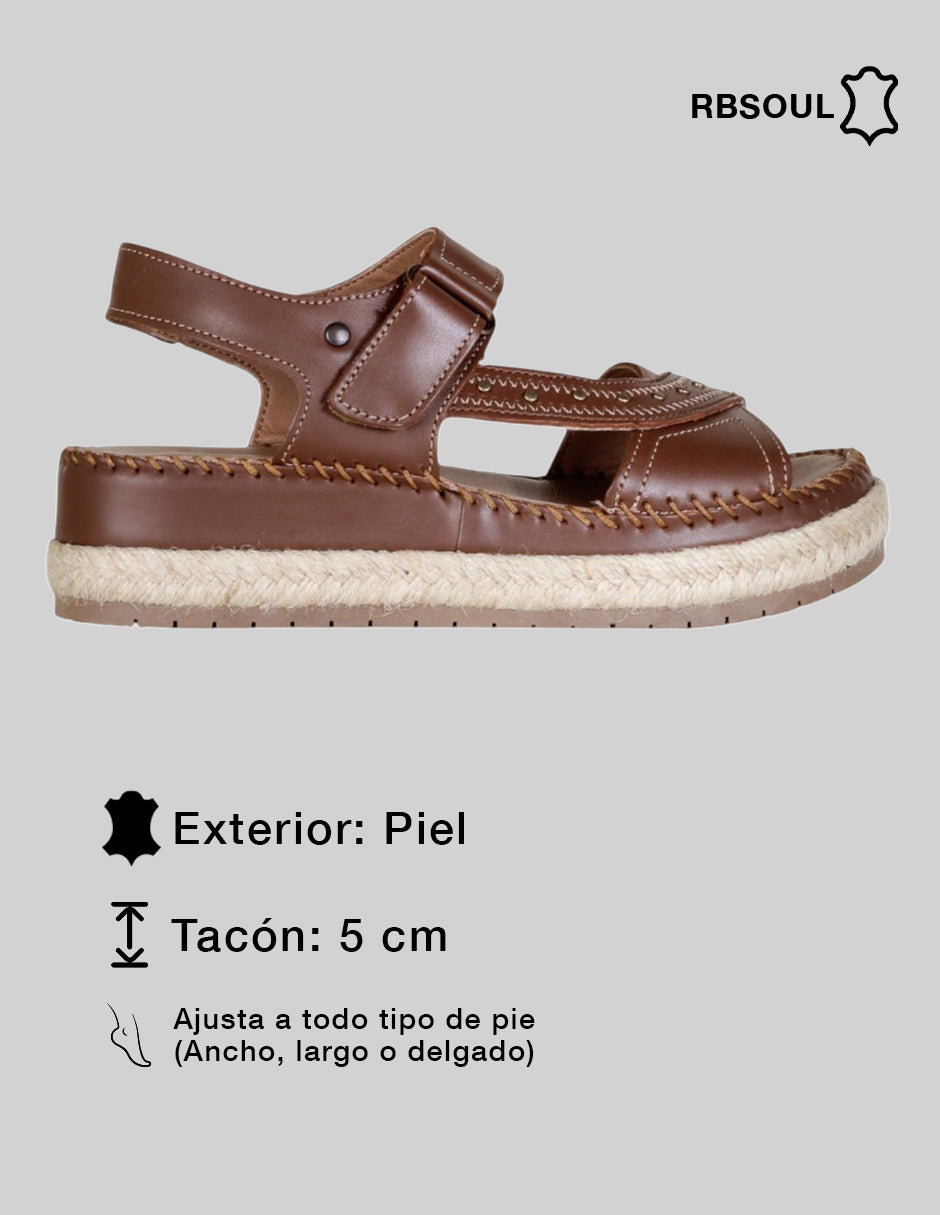 Sandalias con plataforma Hand made en Piel – Café