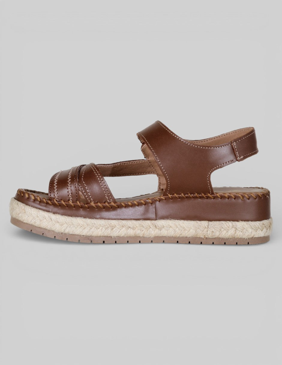 Sandalias con plataforma Hand made en Piel – Café