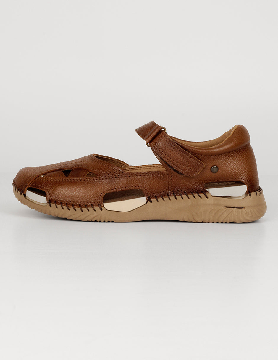 Sandalias de piso Exterior Piel Color Café Para Mujer De RBCOLLECTION