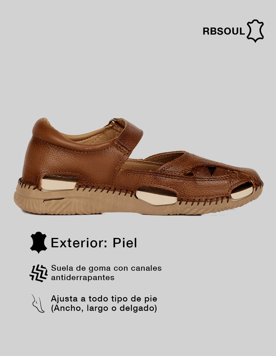 Sandalias de piso Hand made en Piel – Café