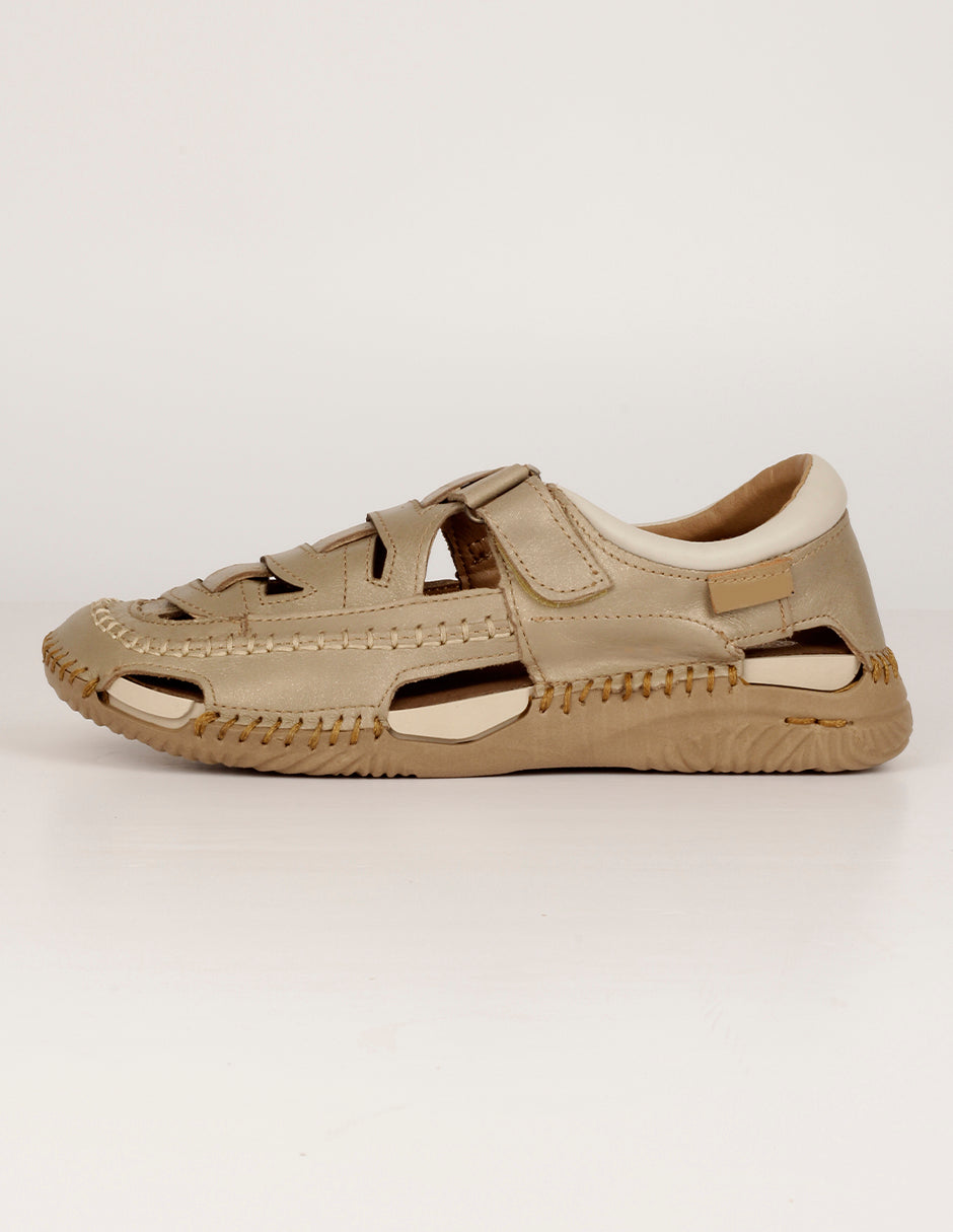 Sandalias de piso Exterior Piel Color Beige Para Mujer De RBCOLLECTION