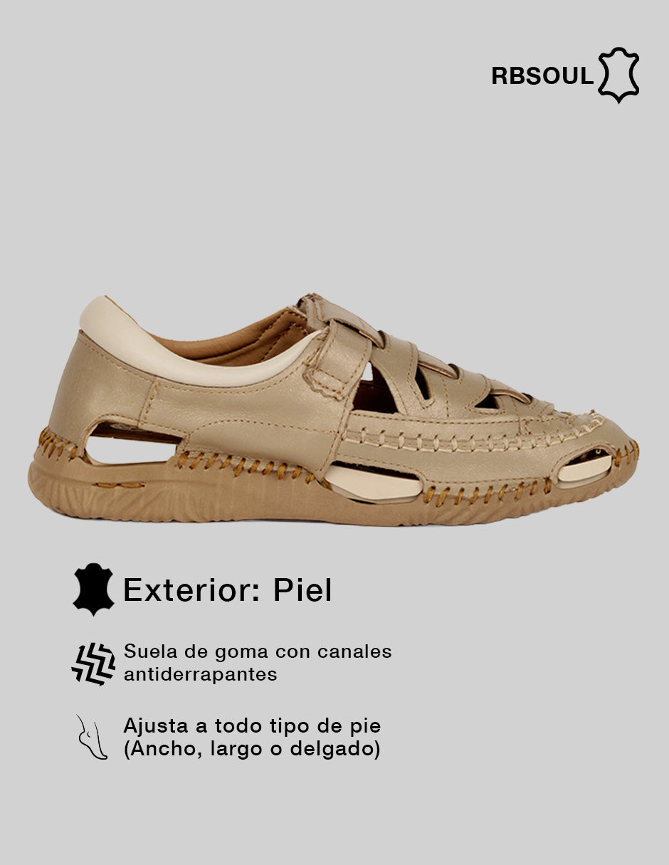 Sandalias de piso Hand made en Piel – Beige