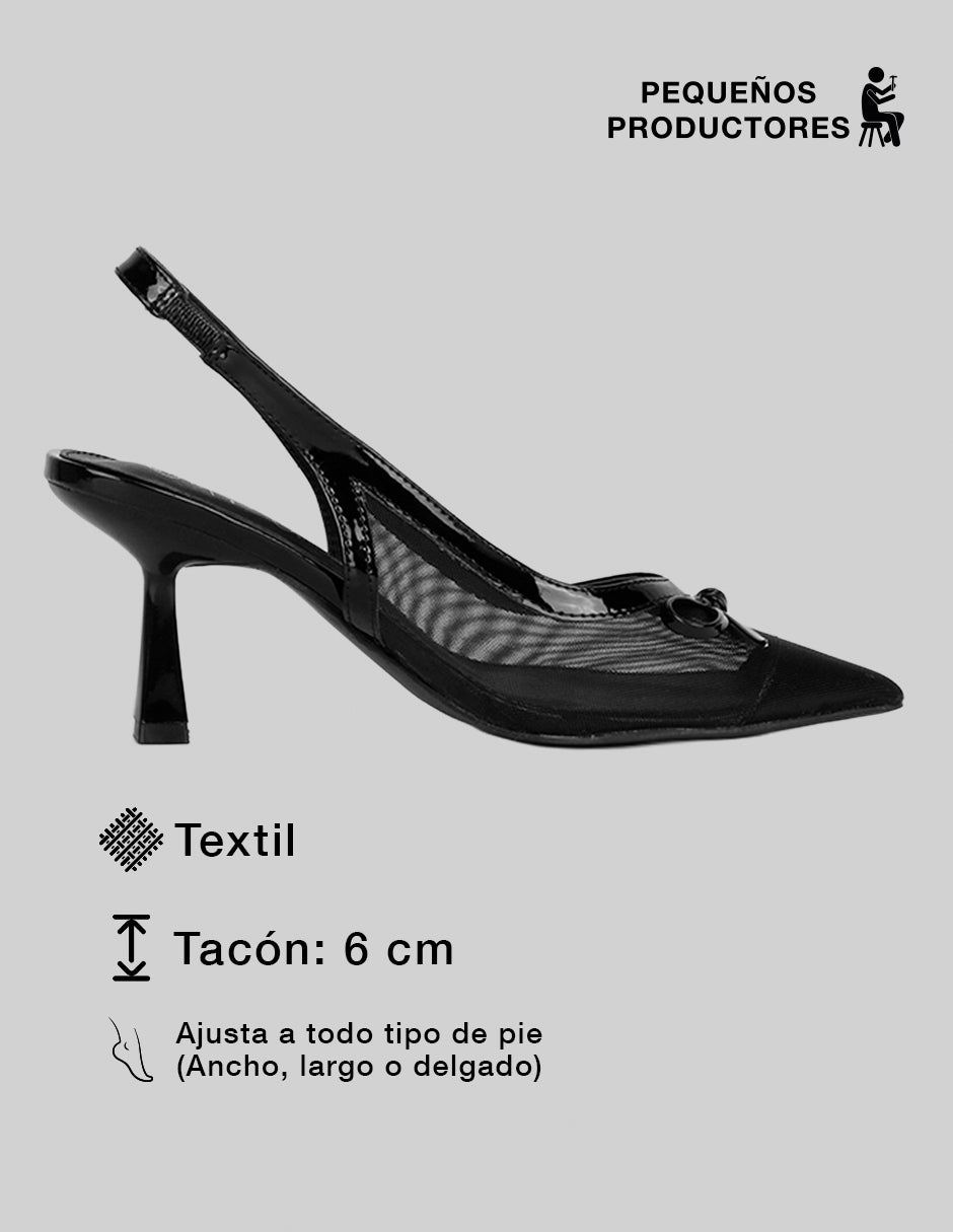 Zapatillas Slingback en Textil – Negro