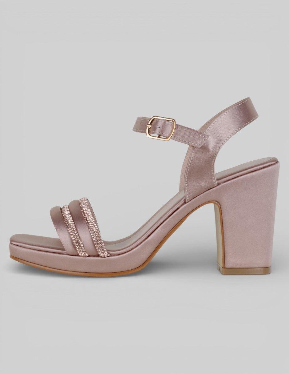 Sandalia con tacón Exterior Textil Color Beige Para Mujer De RBCOLLECTION