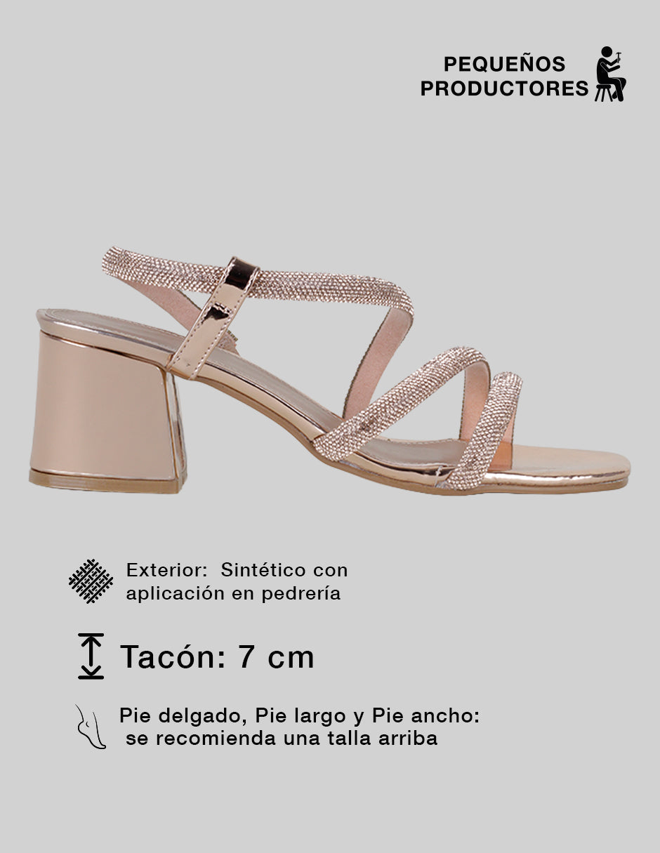 Sandalia con tacón Glowm en Sintético – Dorado