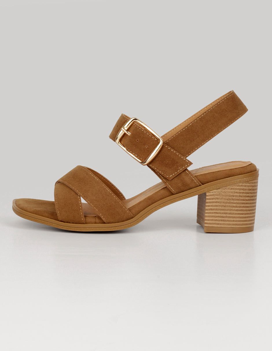 Sandalia con tacón Exterior Gamuza sintética Color Café Para Mujer De RBCOLLECTION