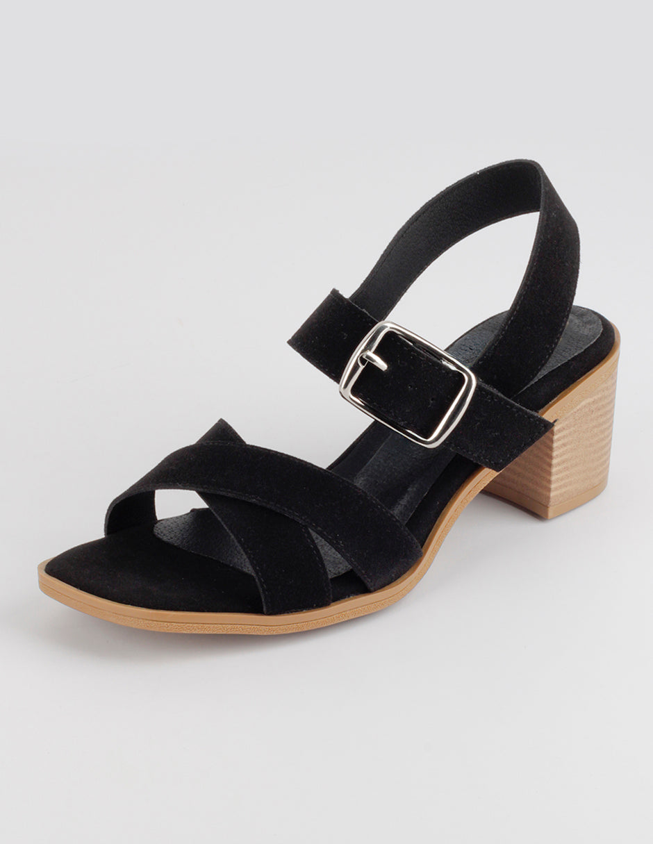 Sandalia con tacón Sprint en Gamuza sintética – Negro
