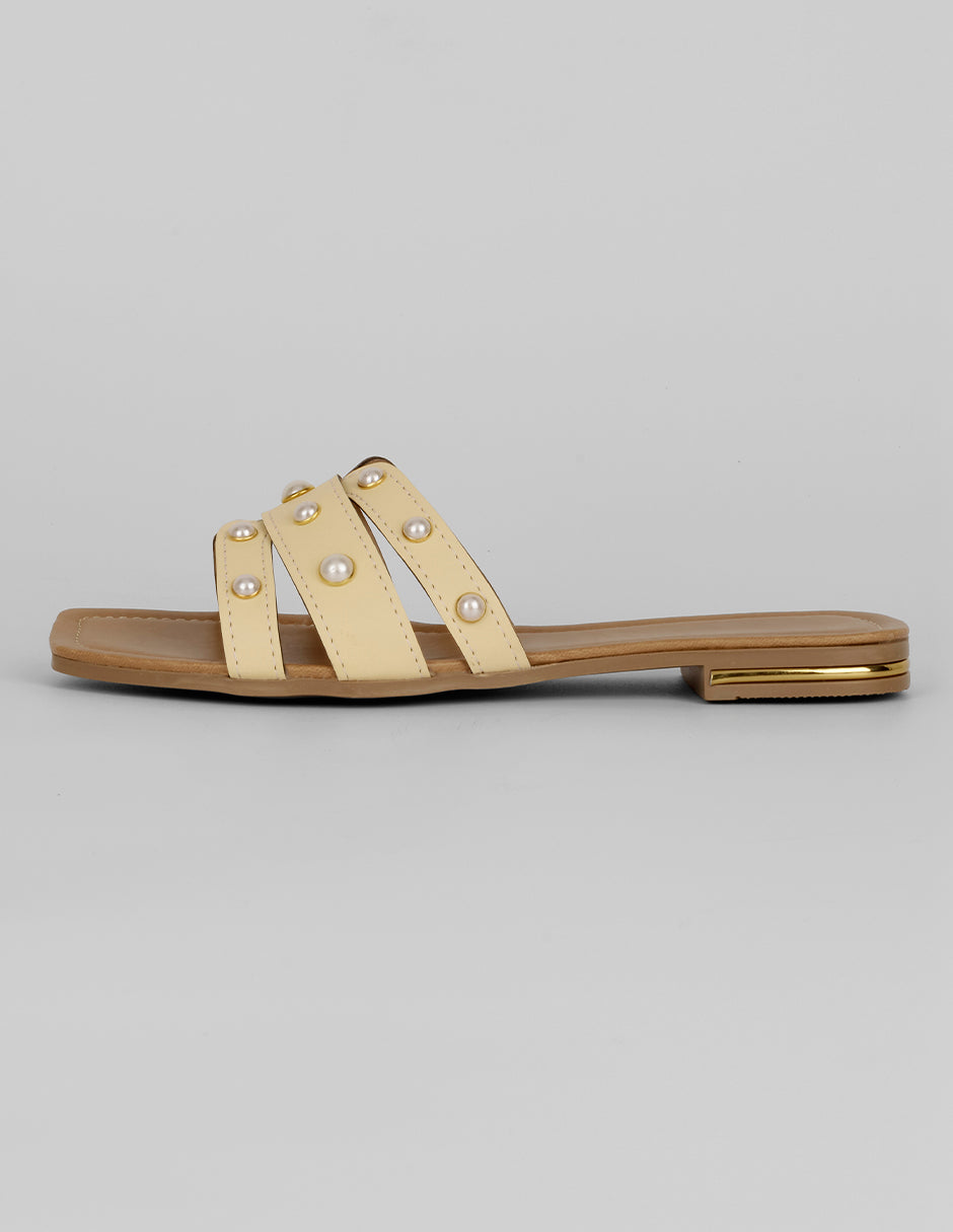 Sandalias de piso Exterior Piel vegana Color Beige Para Mujer De RBBASICS