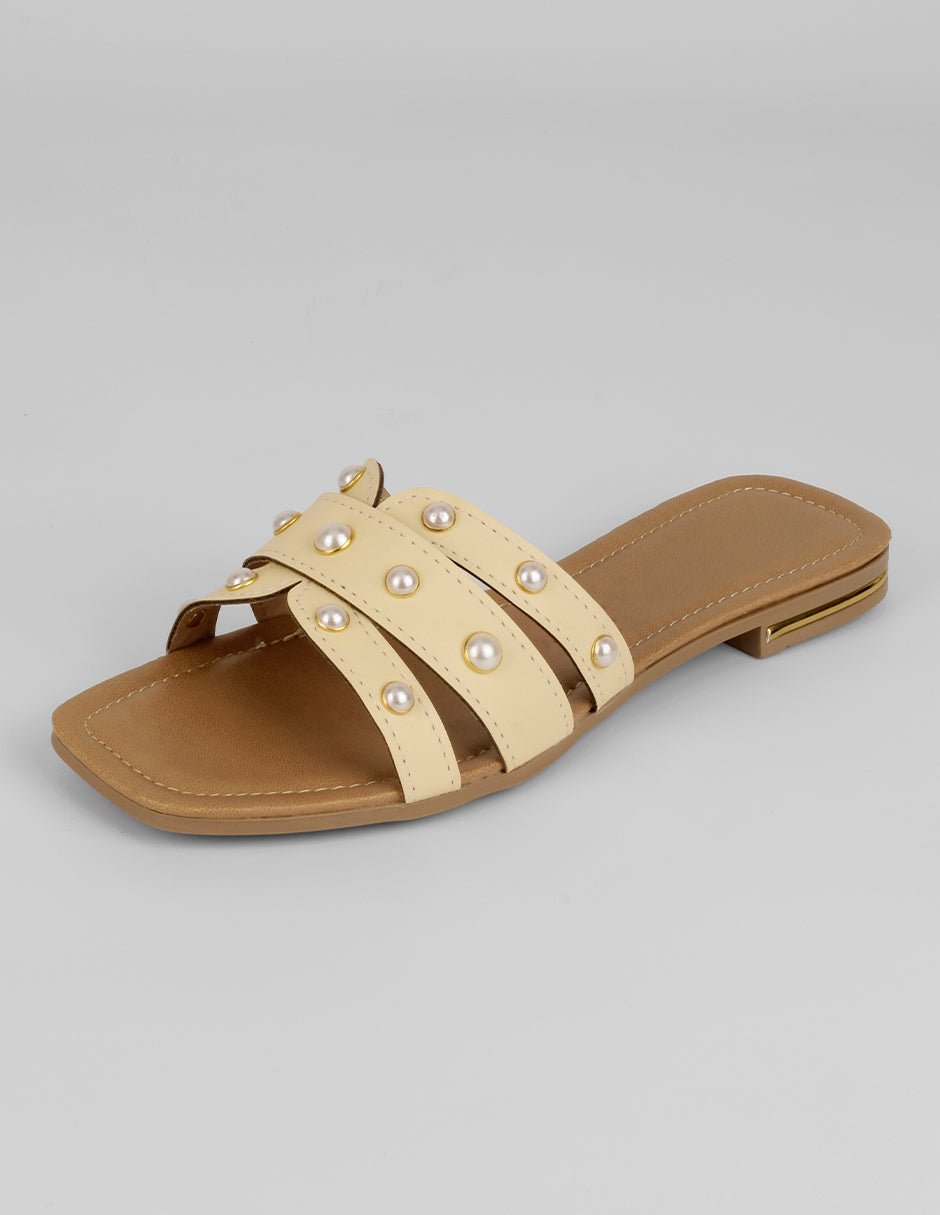 Sandalias de piso Soft en Piel vegana – Beige