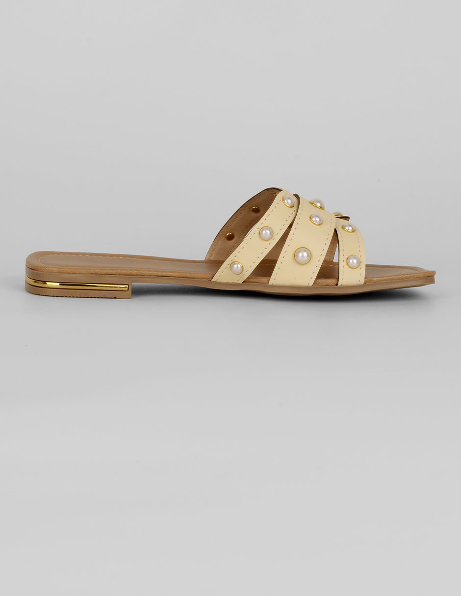 Sandalias de piso Soft en Piel vegana – Beige