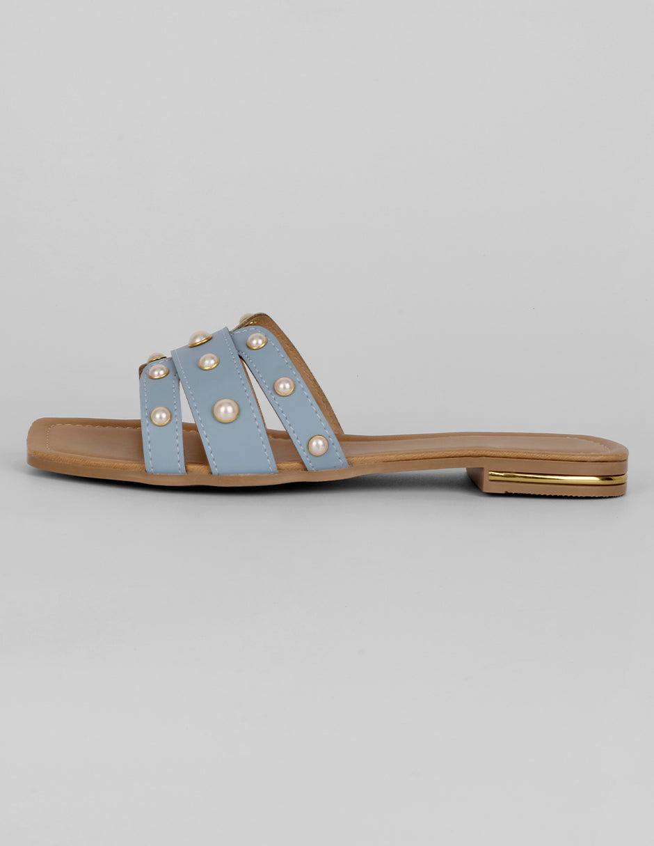 Sandalias de piso Exterior Piel vegana Color Azul Para Mujer De RBBASICS