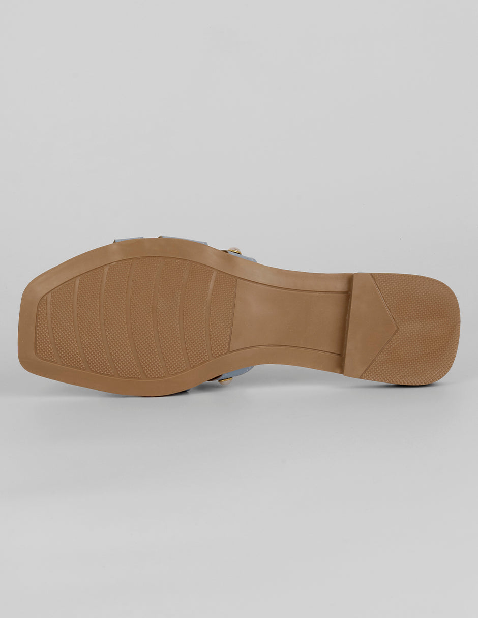 Sandalias de piso Soft en Piel vegana – Azul
