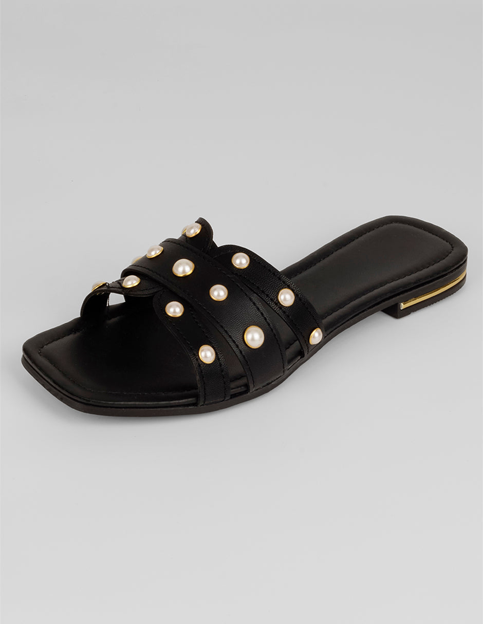 Sandalias de piso Soft en Piel vegana – Negro