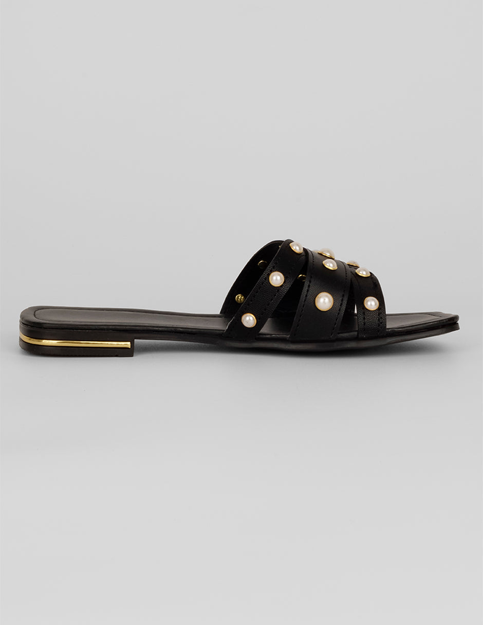 Sandalias de piso Soft en Piel vegana – Negro