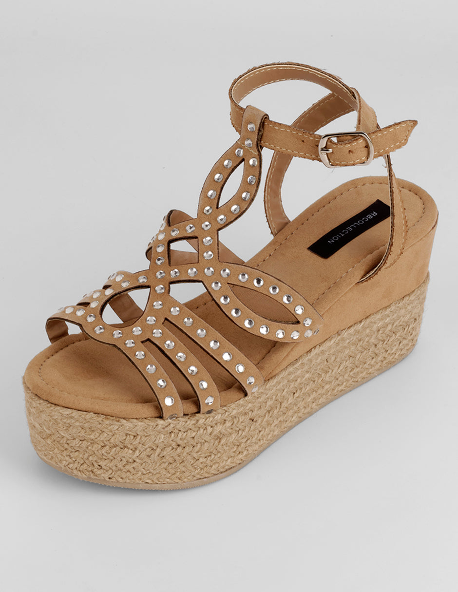 Sandalias con plataforma Naia en Textil – Café