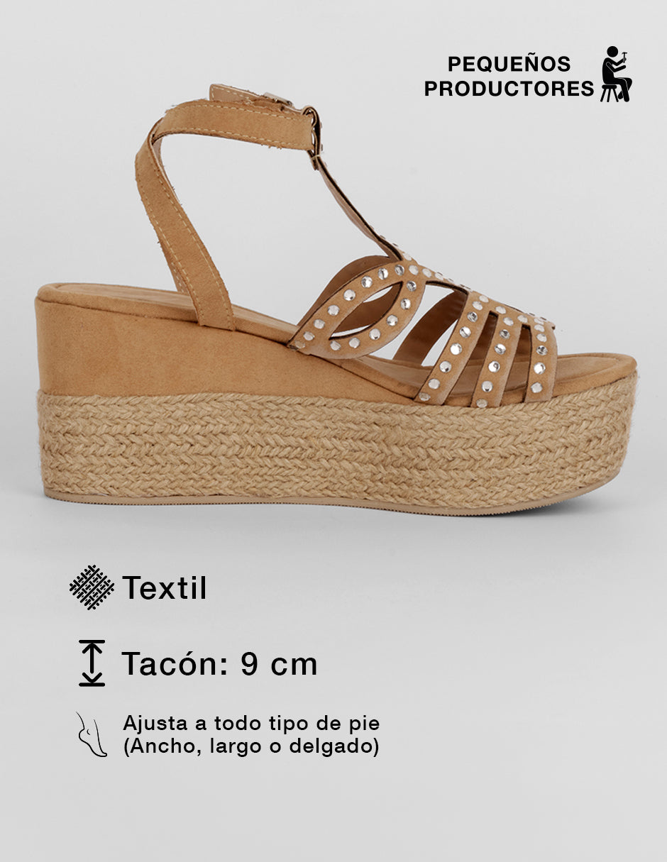 Sandalias con plataforma Naia en Textil – Café