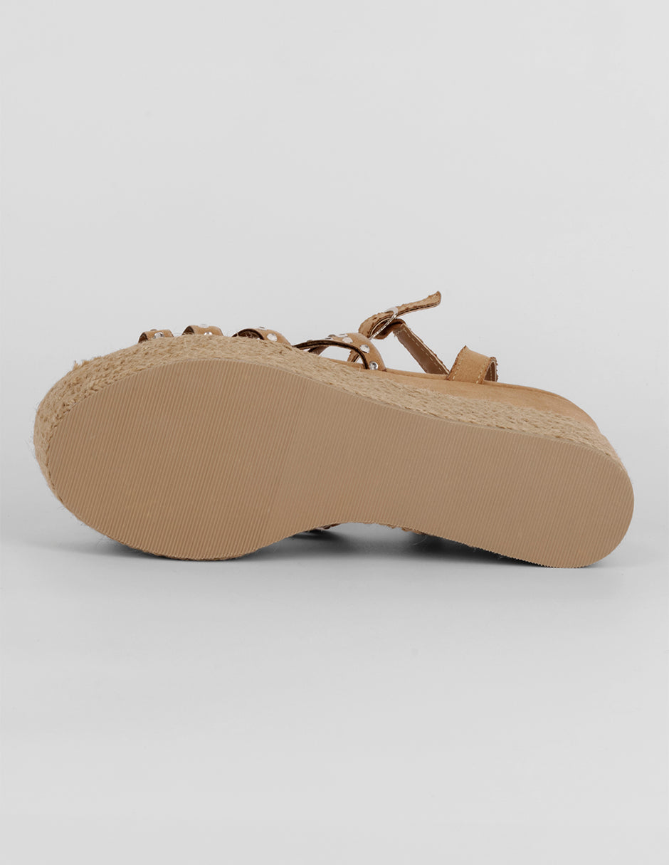 Sandalias con plataforma Naia en Textil – Café