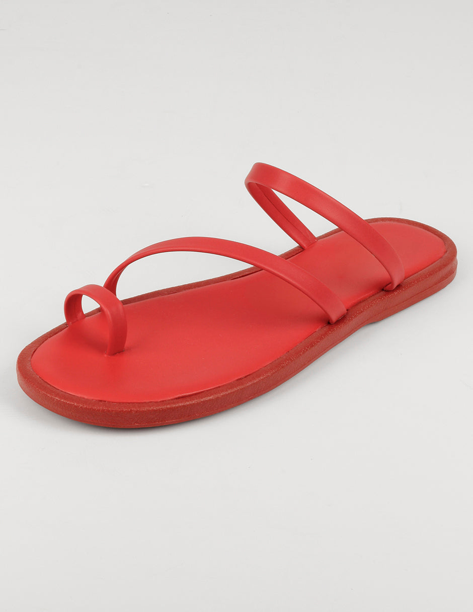 Sandalias de piso Soft en Piel vegana – Rojo