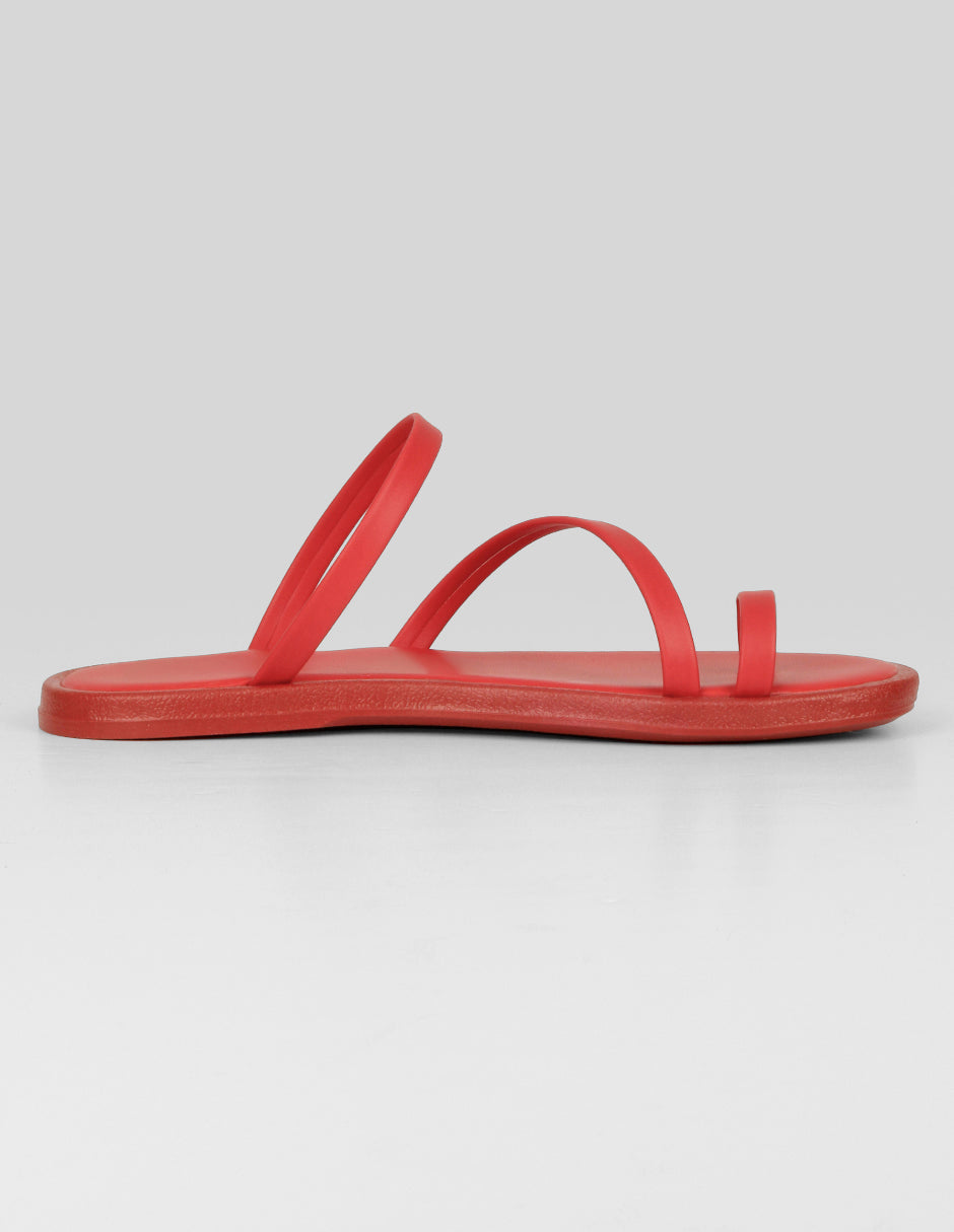 Sandalias de piso Soft en Piel vegana – Rojo