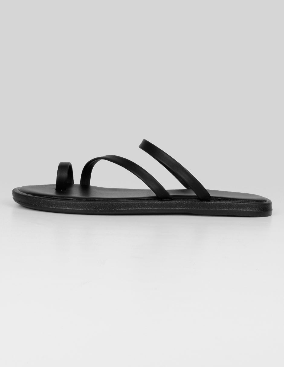 Sandalias de piso Exterior Piel vegana Color Negro Para Mujer De RBBASICS